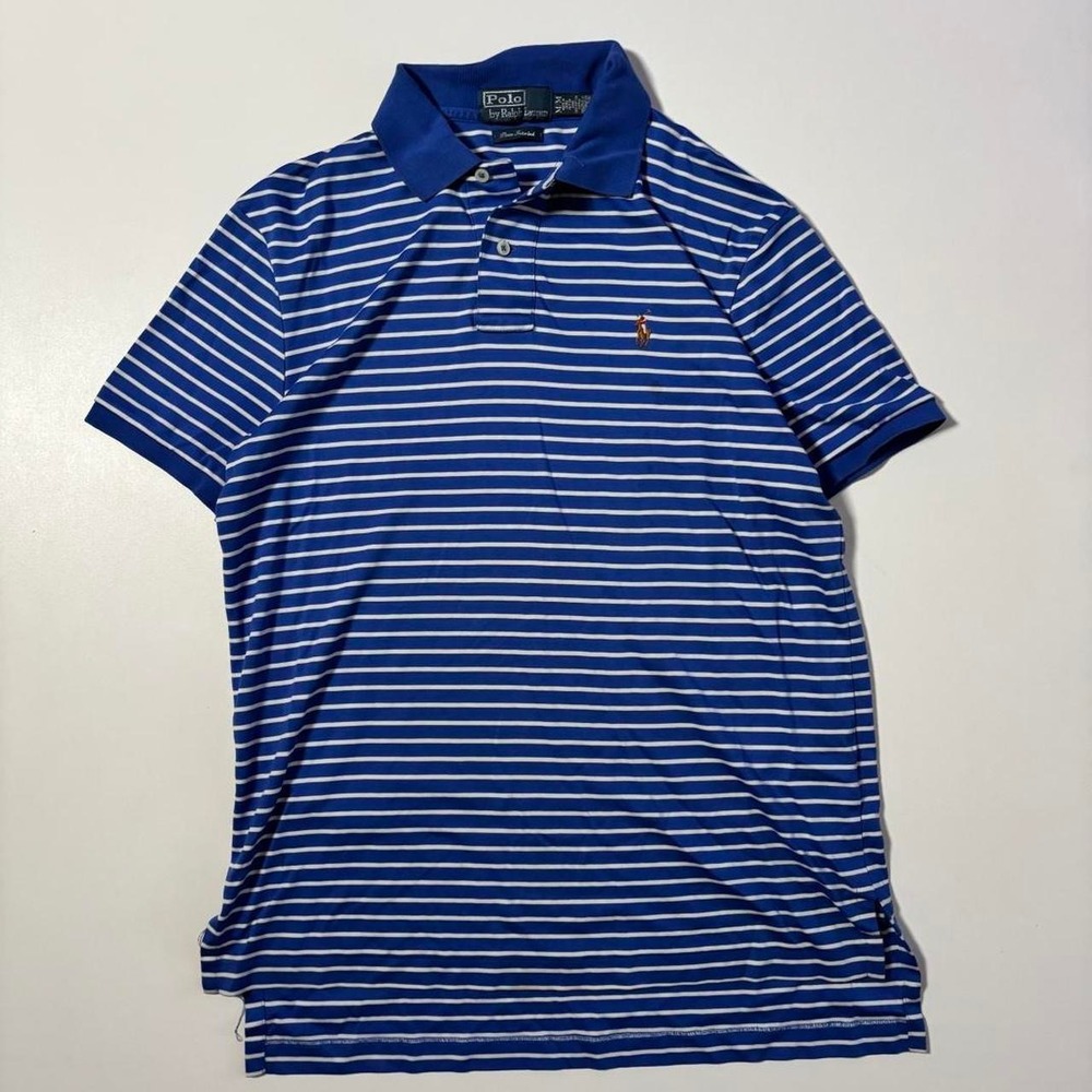 Vintage Blue Striped Polo Ralph Lauren Polo Shirt - Medium